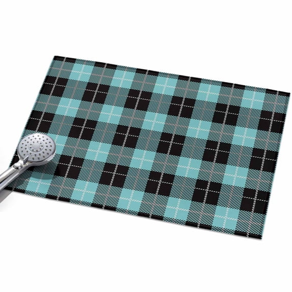 Area Rug 2x3ft Teal Check Plaid Washable Area Rugs for Living Room ...