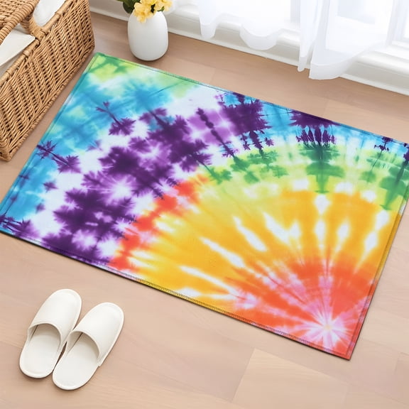 Area Rug 2x3ft, Tie-Dye Colorful Rainbow Washable Rugs for Living Room Bedroom, Abstract Lines Soft Non-slip Area Rugs Rectangle Floor Carpet for Dining Room