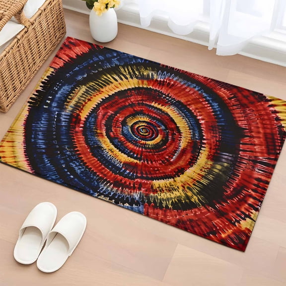 Area Rug 2x3ft, Tie-dye Red Gradient Abstract Style Washable Rugs for Living Room Bedroom, Ethnic Tribal Theme Soft Non-slip Area Rugs Rectangle Floor Carpet for Dining Room