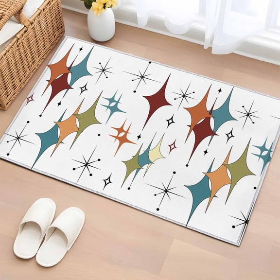 Area Rug 2x3ft Turquoise Red Orange Diamond Carpets Indoor Floor Area Mat Doormat Entrance Mat Rugs for Entry Living Room Dining Room Kitchen Bedroom, Modern Geometric Mid Century Sofa Throw Carpet