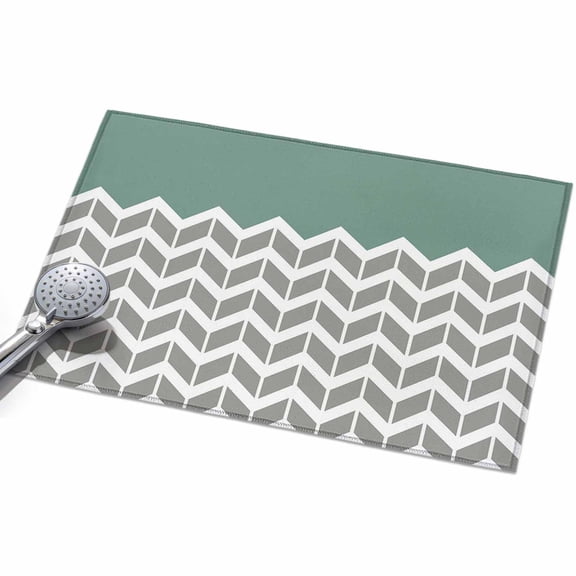Area Rug 2x3ft Vintage Herringbone Pattern Washable Area Rugs for Living Room Turquoise Grey Non Slip Floor Carpet Mat for Kitchen Entryway Bathroom Office Home Decor