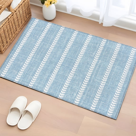 Area Rug 2x3ft, Watercolor Blue Abstract Line Washable Rugs for Living ...