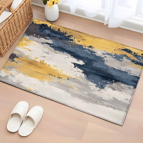 Area Rug 2x3ft Watercolor Graffiti Color Block Area Rugs Washable Low Pile Floor Carpet for Bedroom, Abstract Oil Painting Non Slip Soft Rugs for Living Room Entryway Dining Room
