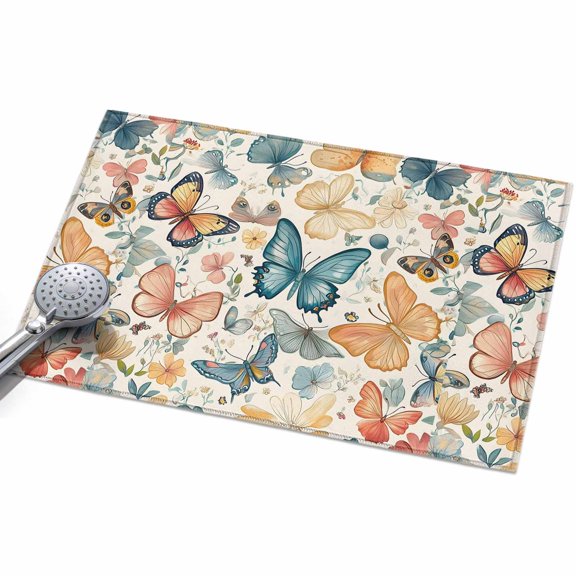 Area Rug 2x3ft Watercolor Spring Washable Area Rugs for Living Room Colorful Butterfly Non Slip Floor Carpet Mat for Kitchen Entryway Bathroom Office Home Decor