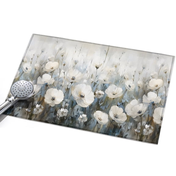 Area Rug 2x3ft White Dandelion Leaf Washable Area Rugs for Living Room Oil Painting Non Slip Floor Carpet Mat for Kitchen Entryway Bathroom Office Home Decor