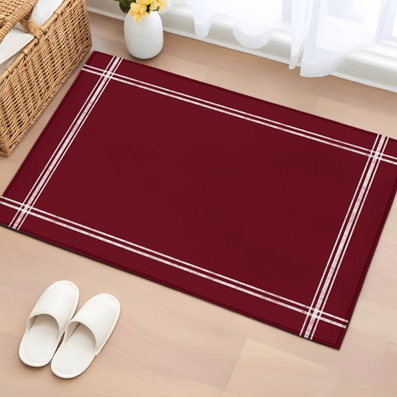 Area Rug 2x3ft Wine Red Dark Maroon Area Rugs Washable Low Pile Floor Carpet for Bedroom, Burgundy Red Non Slip Soft Rugs for Living Room Entryway Dining Room