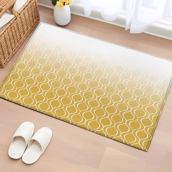 Area Rug 2x3ft, Yellow Gradient Geometric Washable Rugs for Living Room Bedroom, Modern Minimalist Style Soft Non-slip Area Rugs Rectangle Floor Carpet for Dining Room