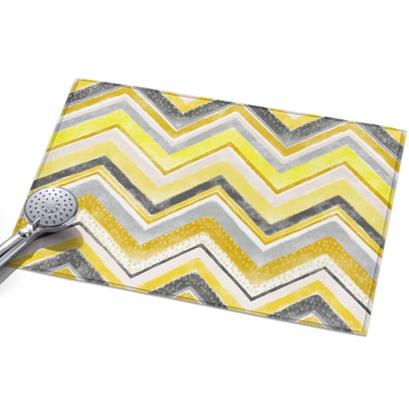 Area Rug 2x3ft Yellow Grey Chevron Washable Area Rugs for Living Room Geometric Design Stripe Non Slip Floor Carpet Mat for Kitchen Entryway Bathroom Office Home Decor