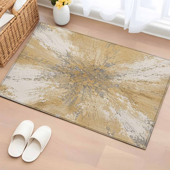 Area Rug 2x3ft Yellow Radiating Burst Floor Entryway Rugs Indoor Floor Area Mat Carpets Doormat Entrance Mat for Entry Living Room Dining Room Kitchen Bedroom, Art Graffiti Sofa Throw Carpet