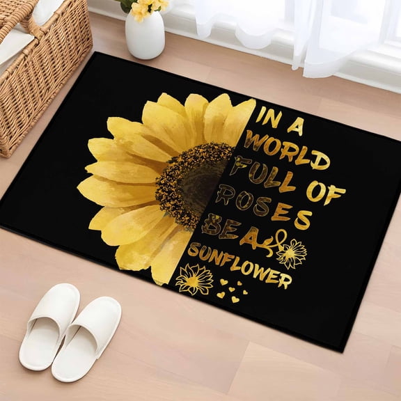 Area Rug 2x3ft Yellow Sunflower Carpets Indoor Floor Area Mat Doormat Entrance Mat Rugs for Entry Living Room Dining Room Kitchen Bedroom, You Are My Only Sunshine Black Sofa Throw Carpet