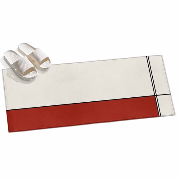 Area Rug 2x6ft Abstract Area Rugs for Kitchen Runner Rug Modern Red Stripes Lines Non Slip Floor Carpet Mat for Kitchen Entryway Bathroom Office Home Decor