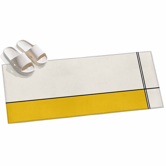 Area Rug 2x6ft Abstract Area Rugs for Kitchen Runner Rug Modern Yellow Stripes Lines Non Slip Floor Carpet Mat for Kitchen Entryway Bathroom Office Home Decor