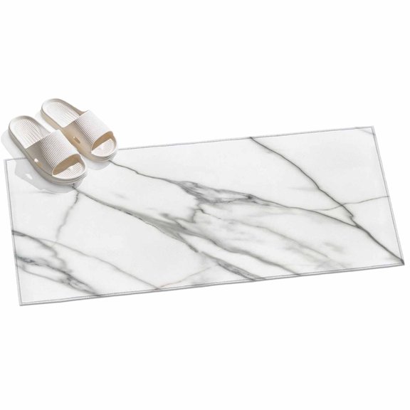 Area Rug 2x6ft Abstract Art White Marble Texture Area Rugs for Kitchen Runner Rug Gray Stripes Non Slip Floor Carpet Mat for Kitchen Entryway Bathroom Office Home Decor