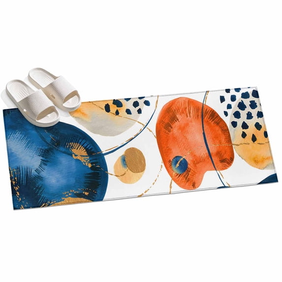 Area Rug 2x6ft Abstract Blue Red Beige Geometric Area Rugs for Kitchen ...