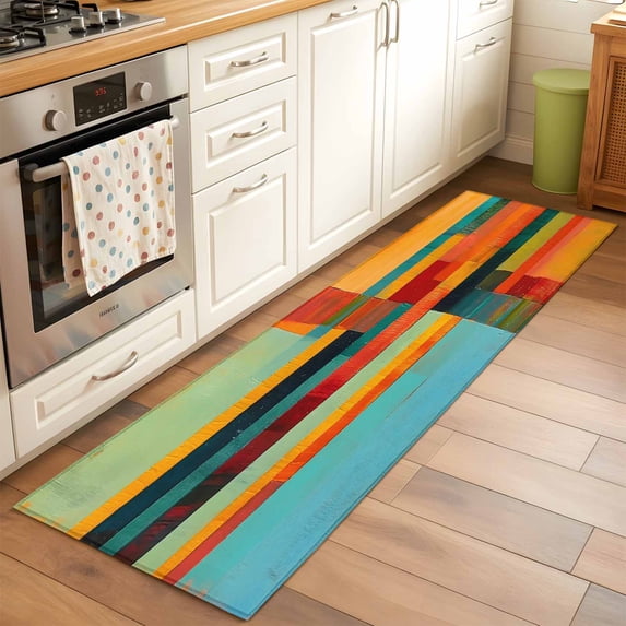 Area Rug 2x6ft Abstract Colorful Stripes Washable Area Rugs for Living ...