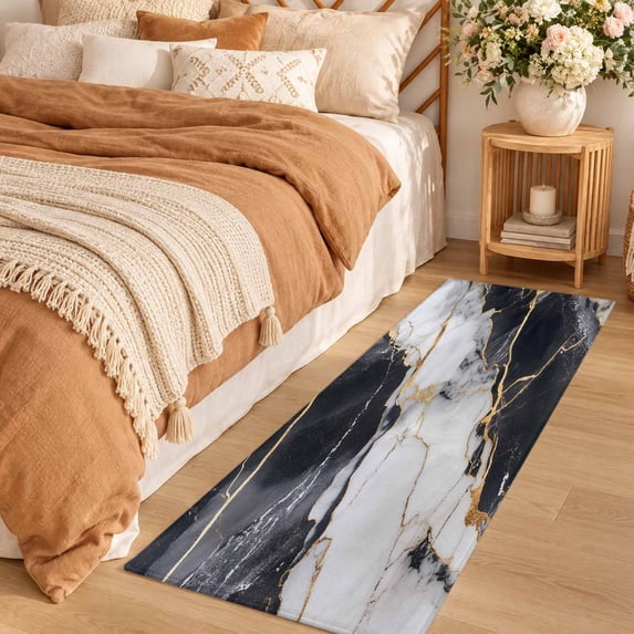 Area Rug 2x6ft Abstract Marble Texture Low Pile Washable Rug Soft ...