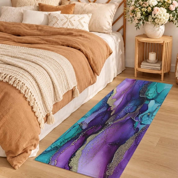 Textured Light Rug Area Rug 2x6ft Abstract Marble Texture Pattern Low Pile Washable Rug ...