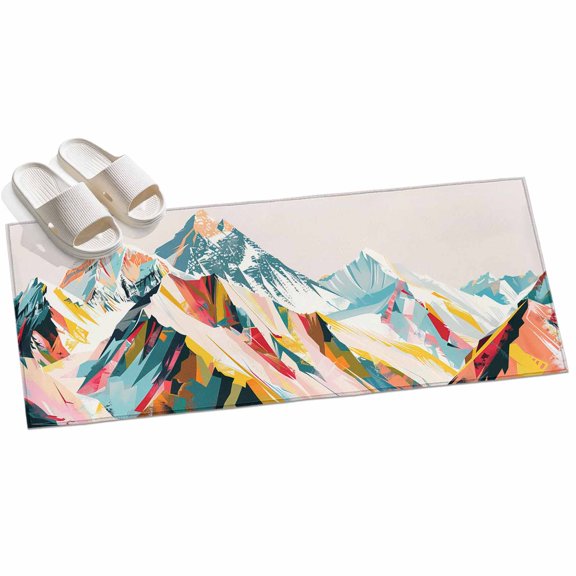 Area Rug 2x6ft Abstract Mountain Area Rugs for Kitchen Runner Rug Snow Mount Art Painting Non Slip Floor Carpet Mat for Kitchen Entryway Bathroom Office Home Decor