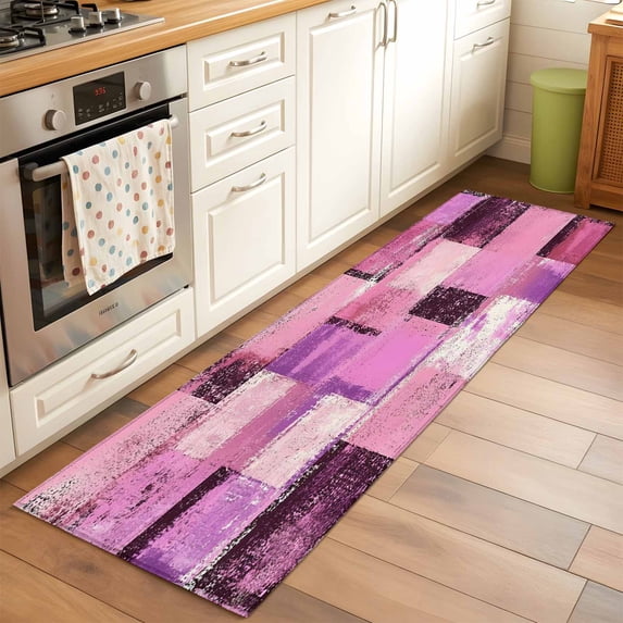 Area Rug 2x6ft Abstract Pink Purple Geometric Washable Area Rugs for ...