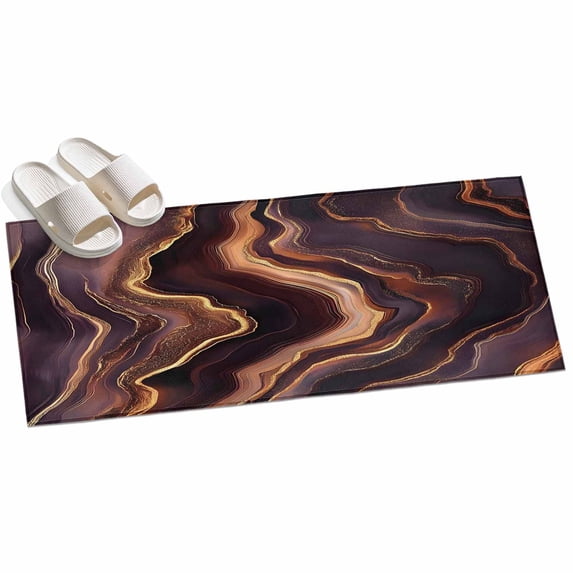 Area Rug 2x6ft Abstract Purple Gold Wave Area Rugs for Kitchen Runner ...