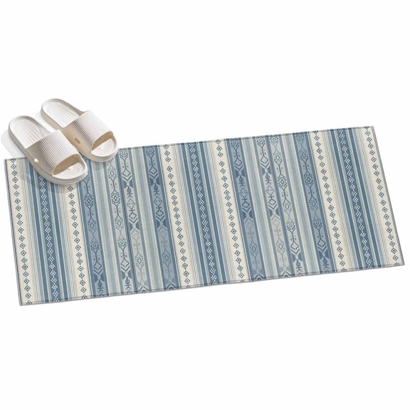 Area Rug 2x6ft Abstract Striped Area Rugs for Kitchen Runner Rug Blue Diamond PatternTexture Non Slip Floor Carpet Mat for Kitchen Entryway Bathroom Office Home Decor