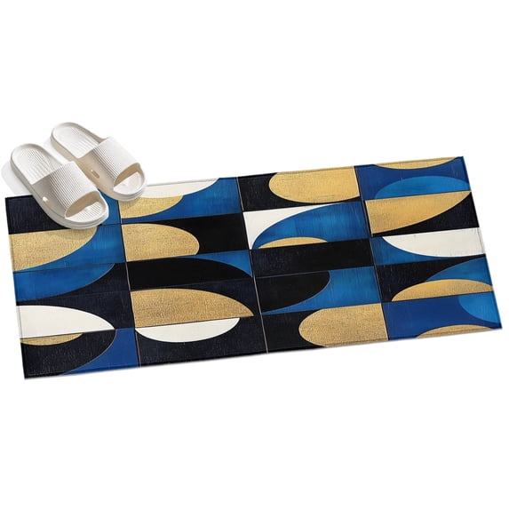 Area Rug 2x6ft Abstract Yellow Blue Black Area Rugs for Kitchen Runner ...