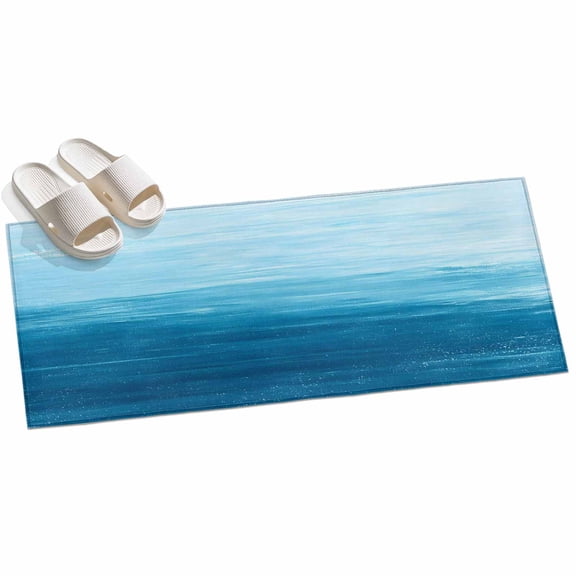 Area Rug 2x6ft Beach Ocean Wave Area Rugs for Kitchen Runner Rug Ombre Blue Painting Art Non Slip Floor Carpet Mat for Kitchen Entryway Bathroom Office Home Decor