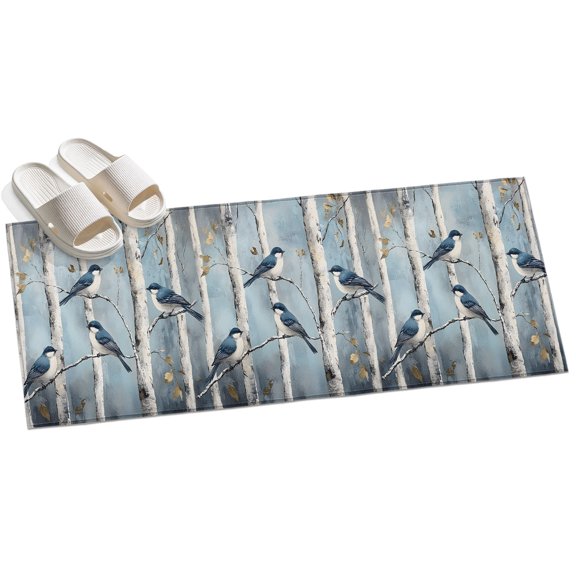 Area Rug 2x6ft Bird Tree Leaves Area Rugs for Kitchen Runner Rug Oil Painting Non Slip Floor Carpet Mat for Kitchen Entryway Bathroom Office Home Decor