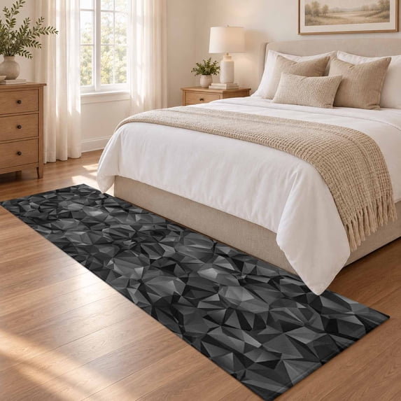 Area Rug 2x6ft Black Geometric Modern Art Low Pile Washable Rug Soft ...