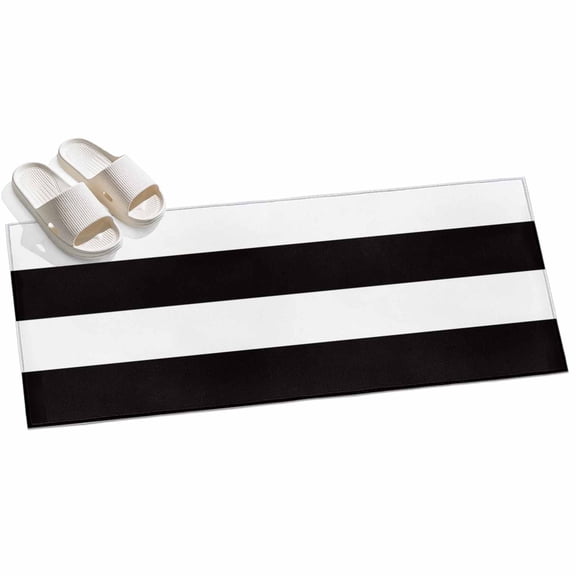 Area Rug 2x6ft Black and White Stripe Pattern Area Rugs for Kitchen Runner Rug Simple Style Non Slip Floor Carpet Mat for Kitchen Entryway Bathroom Office Home Decor