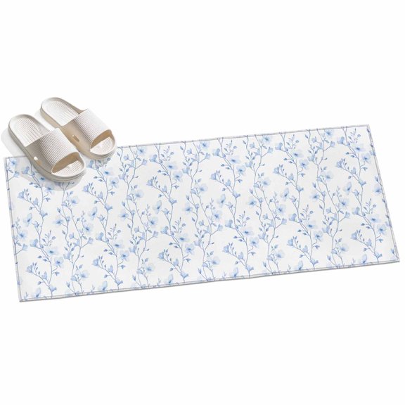 Area Rug 2x6ft Blue Floral Area Rugs for Kitchen Runner Rug Flower Tree Branch Non Slip Floor Carpet Mat for Kitchen Entryway Bathroom Office Home Decor