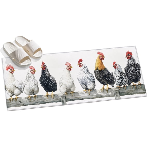 Area Rug 2x6ft Chicken Rooster Area Rugs for Kitchen Runner Rug Farmhouse Animal Non Slip Floor Carpet Mat for Kitchen Entryway Bathroom Office Home Decor
