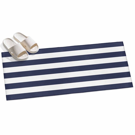 Area Rug 2x6ft Classical Nautical Stripe Area Rugs for Kitchen Runner Rug Navy Blue Non Slip Floor Carpet Mat for Kitchen Entryway Bathroom Office Home Decor