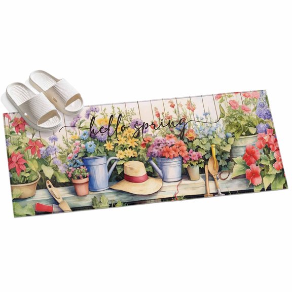 Area Rug 2x6ft Colorful Floral Flower Area Rugs for Kitchen Runner Rug Branch Leaves Plant Non Slip Floor Carpet Mat for Kitchen Entryway Bathroom Office Home Decor