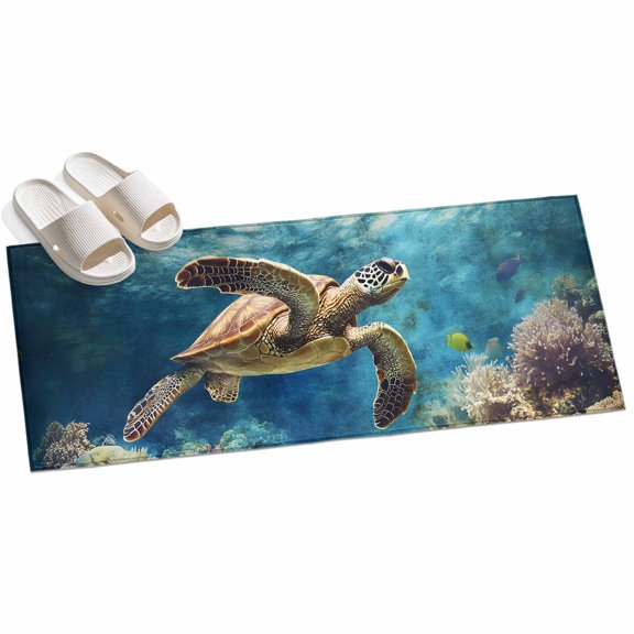 Area Rug 2x6ft Coral Reef Area Rugs for Kitchen Runner Rug Sea Turtle Non Slip Floor Carpet Mat for Kitchen Entryway Bathroom Office Home Decor