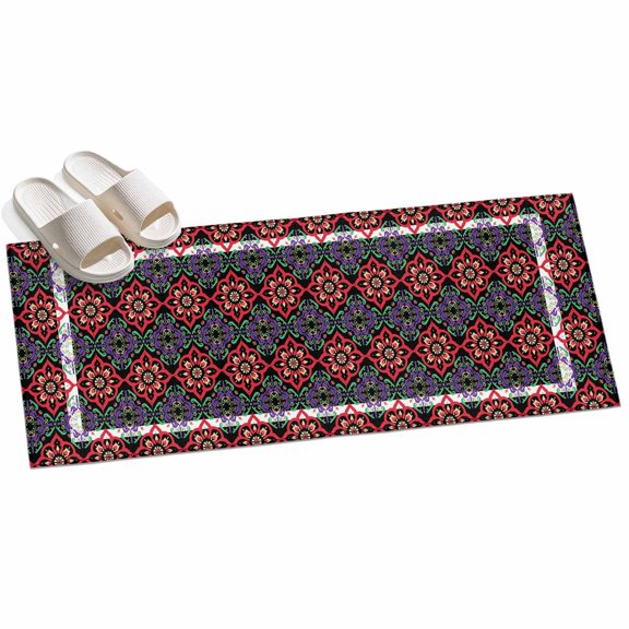 Area Rug 2x6ft Ethnic Style Floral Area Rugs for Kitchen Runner Rug Vintage Flowers Non Slip Floor Carpet Mat for Kitchen Entryway Bathroom Office Home Decor