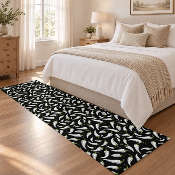 Area Rug 2x6ft Farmhouse White Chili Low Pile Washable Rug Soft ...