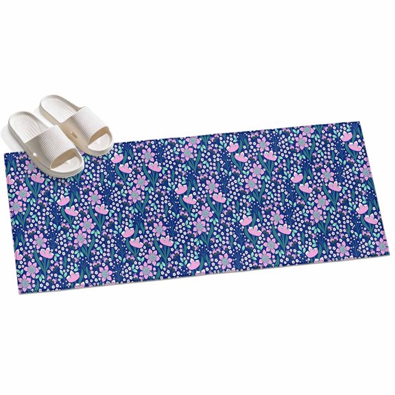 Area Rug 2x6ft Flower Floral Bouquet Area Rugs for Kitchen Runner Rug Leaves Non Slip Floor Carpet Mat for Kitchen Entryway Bathroom Office Home Decor