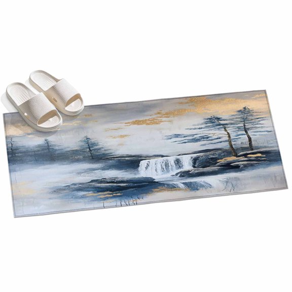 Area Rug 2x6ft Gold Mountain Area Rugs for Kitchen Runner Rug Modern Abstract Art Non Slip Floor Carpet Mat for Kitchen Entryway Bathroom Office Home Decor