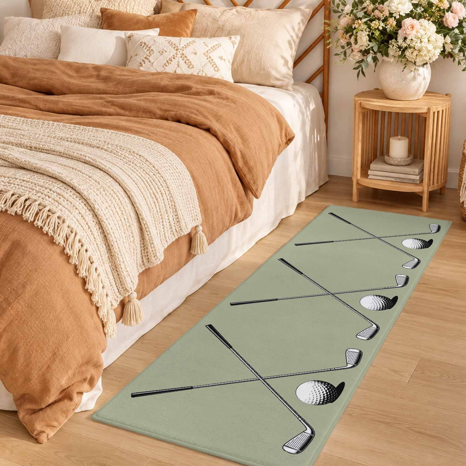 Area Rug 2x6ft Gradient Sage Green Low Pile Washable Rug Soft Cushioned ...
