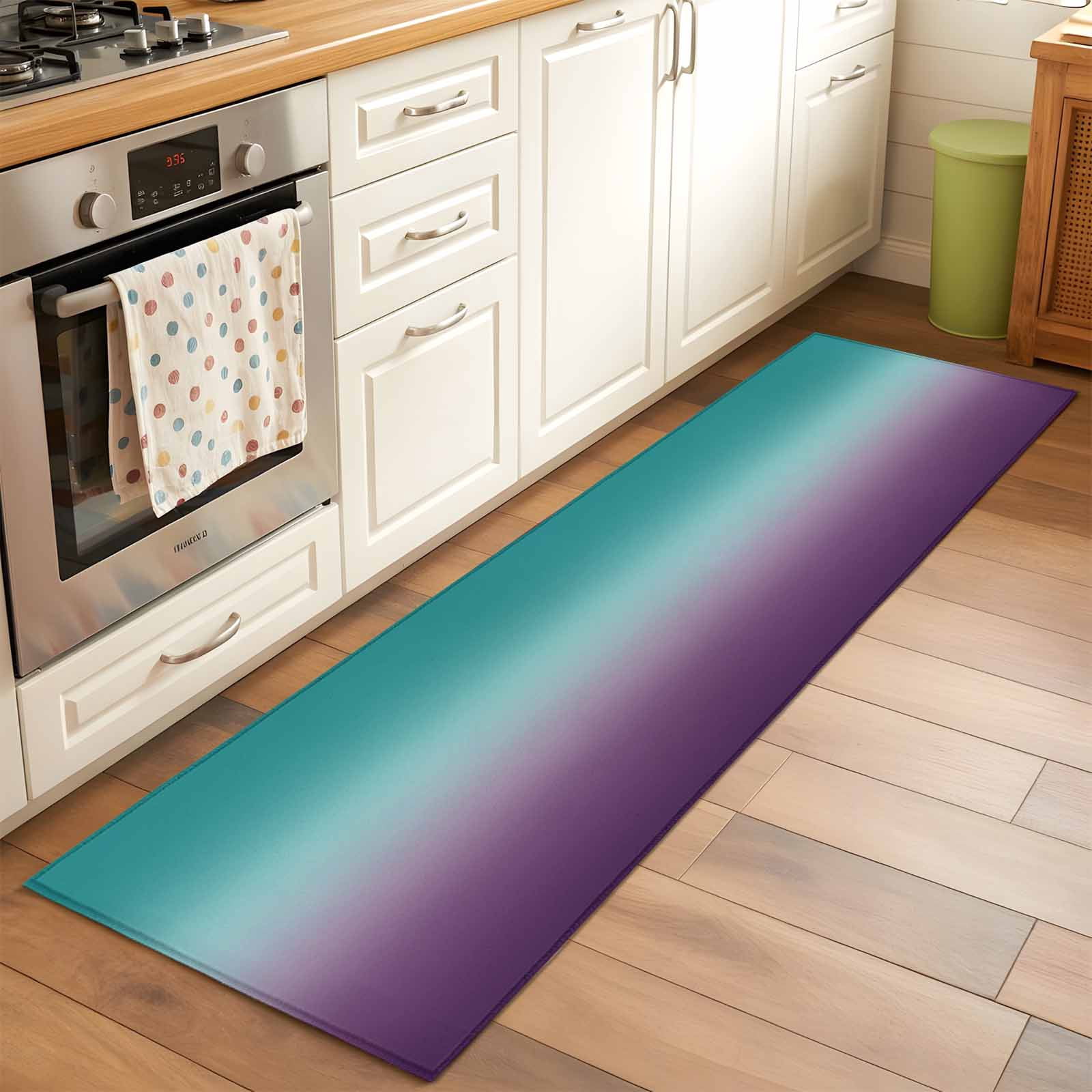 Area Rug 2x6ft Green and Purple Ombre Washable Area Rugs for Living ...