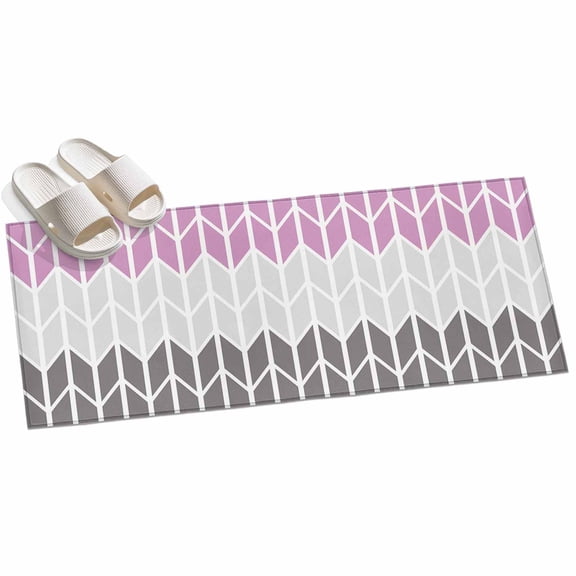Area Rug 2x6ft Herringbone Pattern Area Rugs for Kitchen Runner Rug Vintage Pink Ombre Grey Non Slip Floor Carpet Mat for Kitchen Entryway Bathroom Office Home Decor