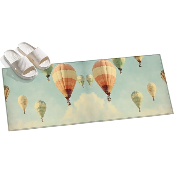 Area Rug 2x6ft Hot Air Balloon Sky Area Rugs for Kitchen Runner Rug Retro Clouds Non Slip Floor Carpet Mat for Kitchen Entryway Bathroom Office Home Decor