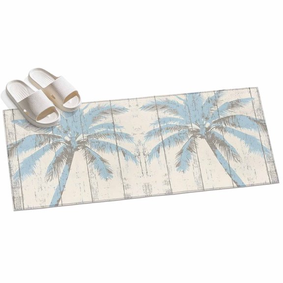 Area Rug 2x6ft Light Blue Palm Tree Area Rugs for Kitchen Runner Rug Wood Grain Non Slip Floor Carpet Mat for Kitchen Entryway Bathroom Office Home Decor