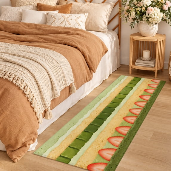 Area Rug 2x6ft Matcha Cake Low Pile Washable Rug Soft Cushioned Carpet ...
