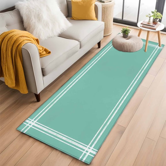 Area Rug 2x6ft Mint Green Turquoise Carpets Indoor Floor Area Mat Washable Entrance Mat Rugs for Living Room Dining Room Kitchen Bedroom, Solid Teal Color Sofa Throw Carpet