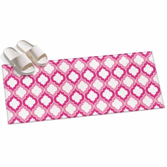 Area Rug 2x6ft Moroccan Pattern Area Rugs for Kitchen Runner Rug Geometric Trellis Rose Pink Non Slip Floor Carpet Mat for Kitchen Entryway Bathroom Office Home Decor