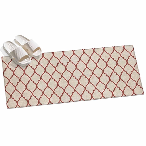 Area Rug 2x6ft Moroccan Pattern Area Rugs for Kitchen Runner Rug Rustic Vintage Brick Red Non Slip Floor Carpet Mat for Kitchen Entryway Bathroom Office Home Decor