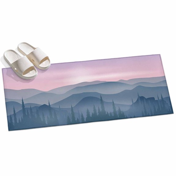 Area Rug 2x6ft Mountain Landscape Area Rugs for Kitchen Runner Rug Peak Sky Non Slip Floor Carpet Mat for Kitchen Entryway Bathroom Office Home Decor