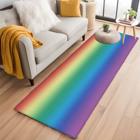 Area Rug 2x6ft Multicolor Rainbow Abstract Colored Gradient Area Rugs Washable Low Pile Floor Carpet for Bedroom, Ombre Art Non Slip Soft Rugs for Living Room Entryway Dining Room